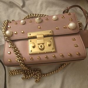 Gucci Pink and Gold Studded Crossbody Bag